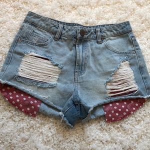 High waisted denim shorts